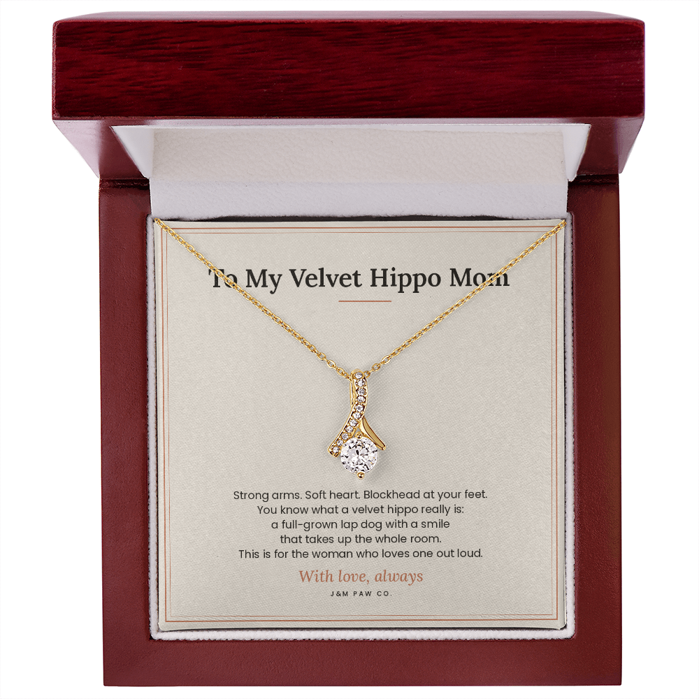 Velvet Hippo Mom Alluring Beauty Necklace with Message Card