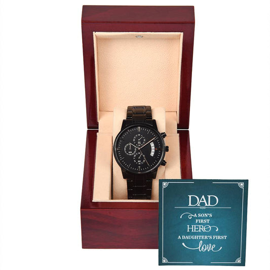 A Son's First Hero - Black Chronograph Watch