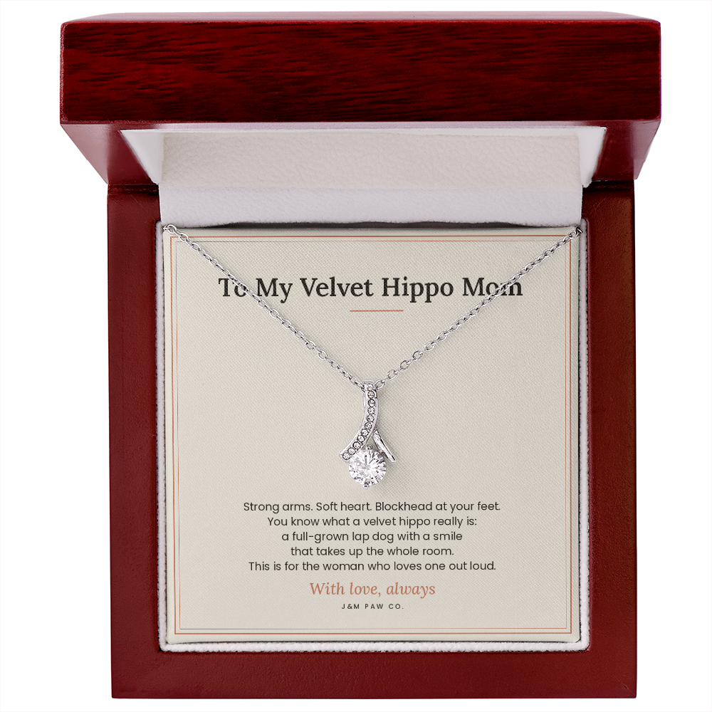 Velvet Hippo Mom Alluring Beauty Necklace with Message Card